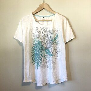 Olsen Europe Whimsical Tropical Pineapple Print Organic Cotton T-shirt